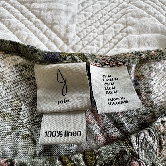 Joie Linen Sleeveless Floral Top Green, Pink & Cream Size Medium - Picture 2 of 4